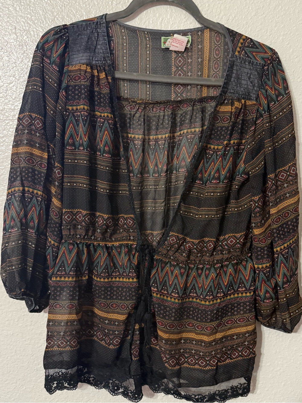 Flying Tomato Boho Tribal Print Kimono Cardigan Large